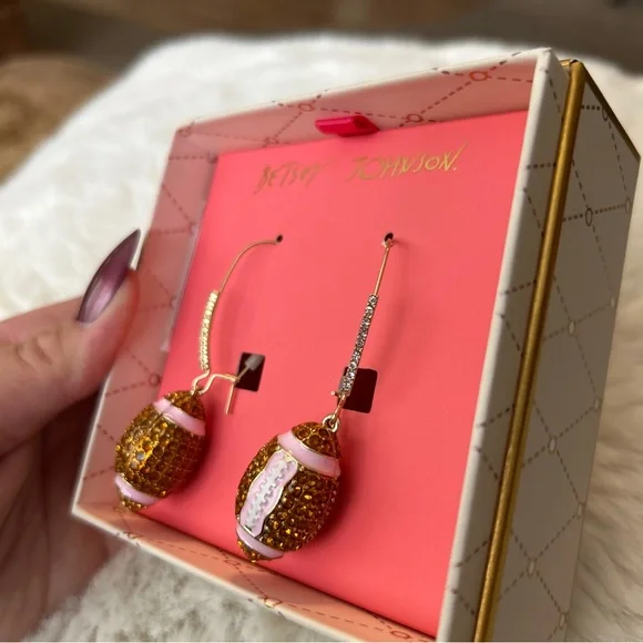 Betsey Johnson Football Earrings - Picture 2 of 5